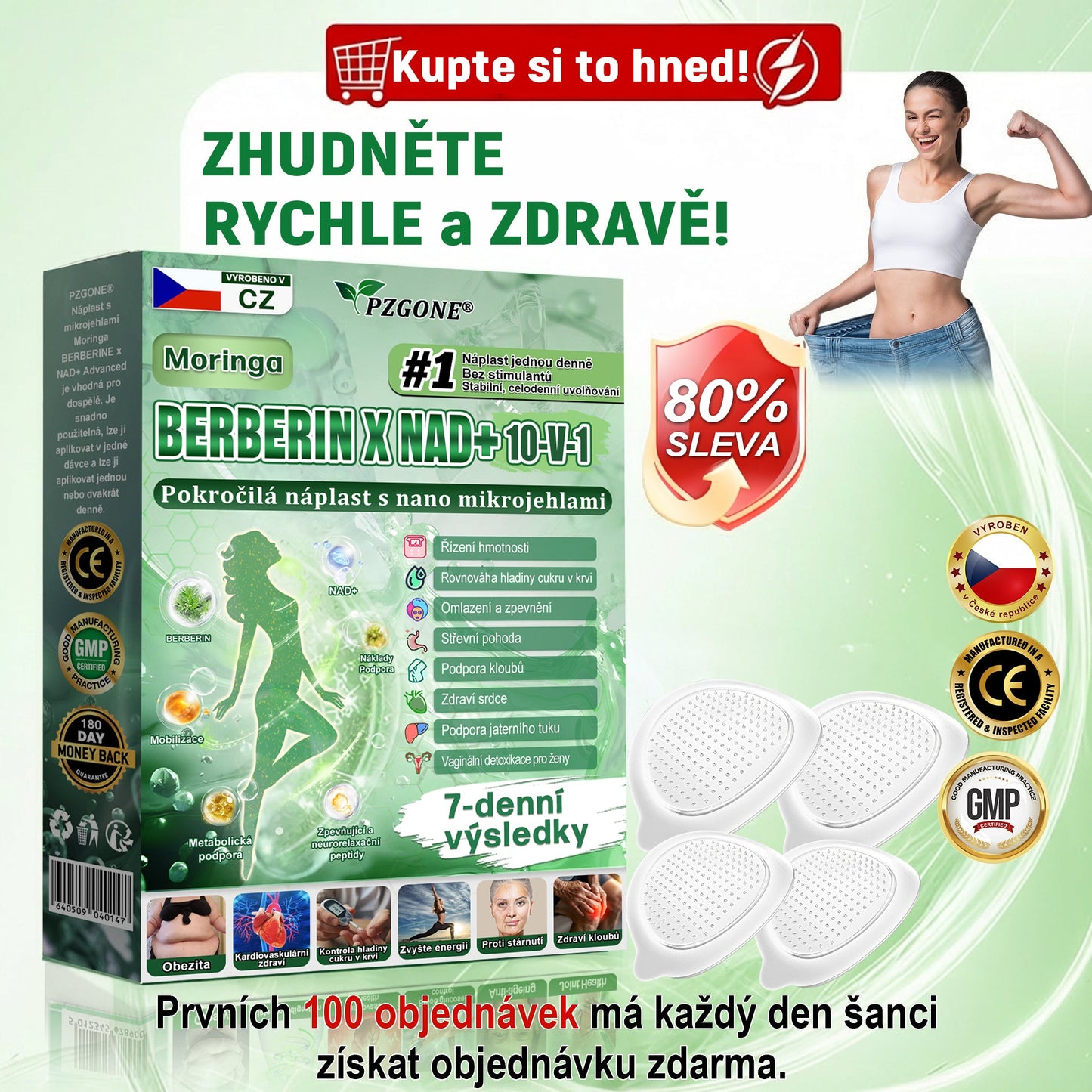 🇨🇿 Oficiální obchod | 💯 PZGONE® Moringa·Berberine×NAD+ 10v1 Náplast (Okamžitý účinek, 7 dní viditelná transformace)✅ Řešení pro: Obezita, ochablá pokožka, diabetes, spánková apnoe, kloubní potíže.